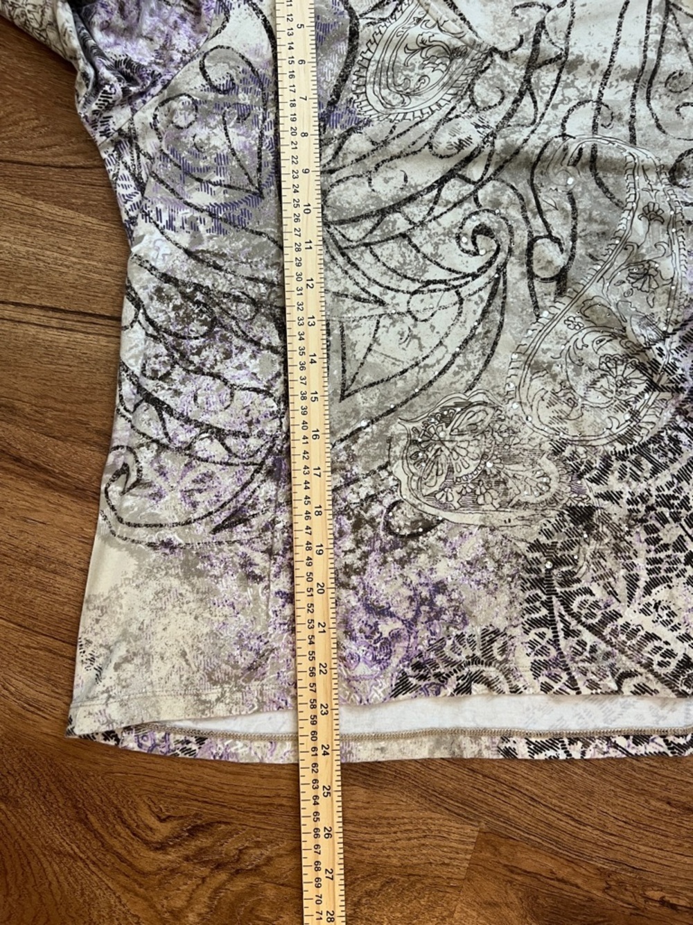 Chico’s Size 3 Purple Paisley Scroll Print 3/4 Sleeve Knit Top XL - Picture 7 of 7